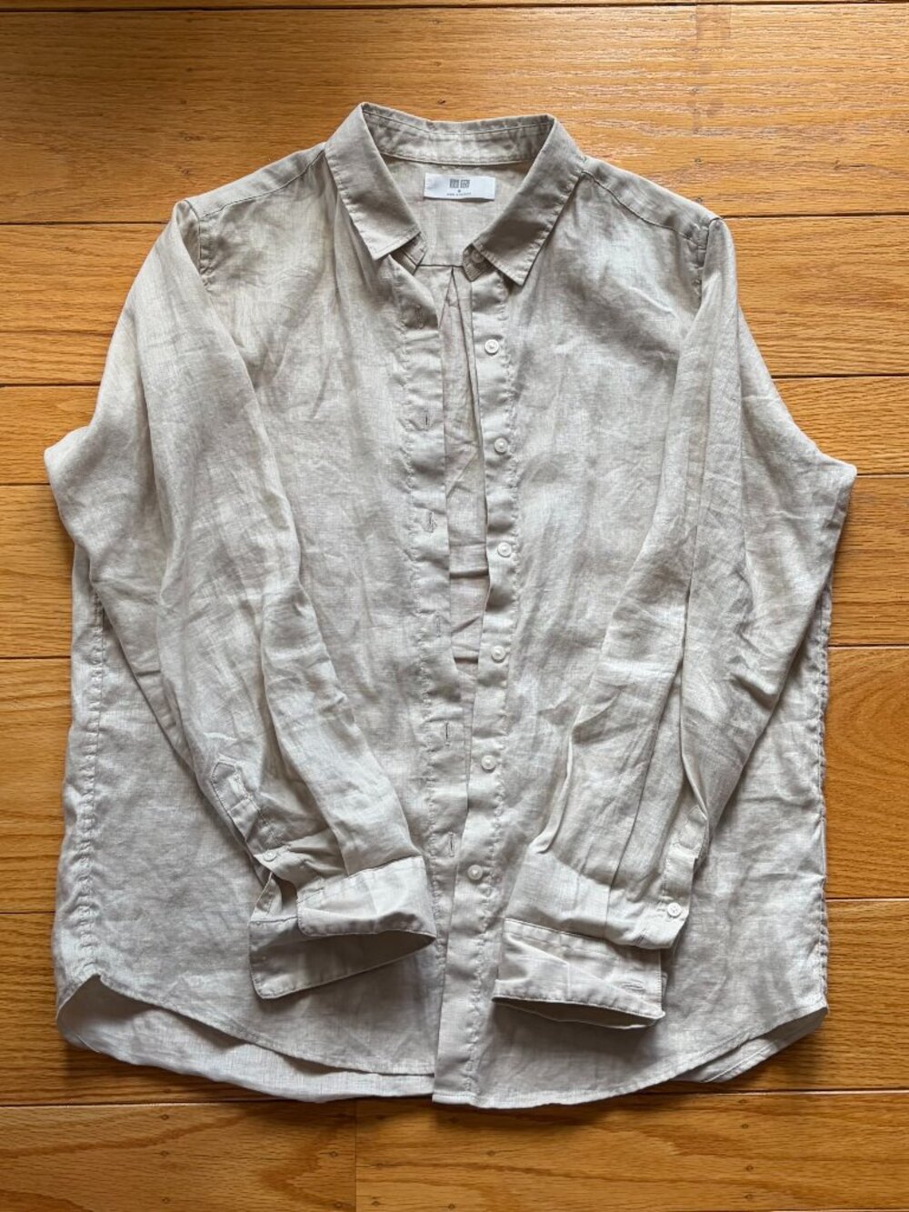 Uniqlo Premium Linen Shirt Medium Beige Natural